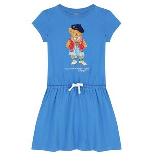 NWT Polo Ralph Lauren Girl’s Polo Bear Cotton Jersey Drop Waist Dress size XL 16